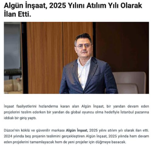 ALGÜN İNŞAAT, 2025 YILINI ATILIM YILI OLARAK İLAN ETTİ.