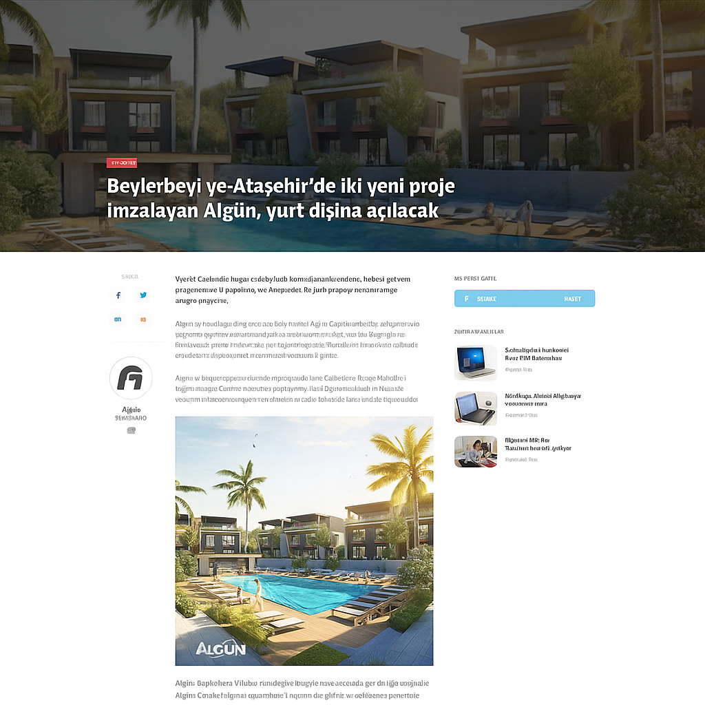 Beylerbeyi ve Ataşehir’de iki yeni proje imzalayan Algün, yurt dışına açılacak