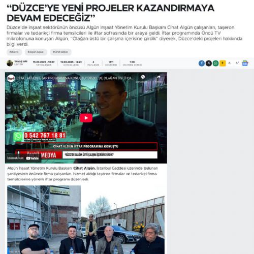 DÜZCE’YE YENİ PROJELER KAZANDIRMAYA DEVAM EDECEĞİZ