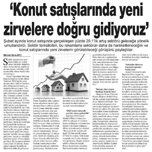 KONUT SATIŞLARINDA YENİ ZİRVELERE DOĞRU GİDİYORUZ