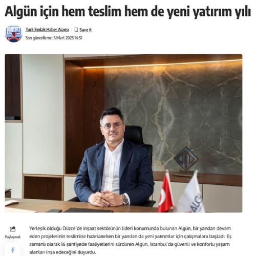Algün için hem teslim hem de yeni yatırım yılı