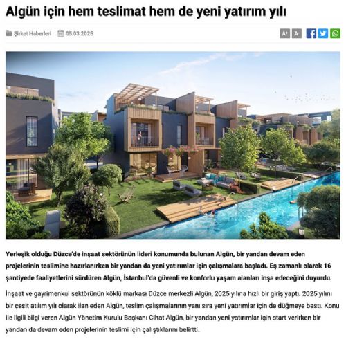 ALGÜN için hem teslimat hem de yeni yatırım yılı