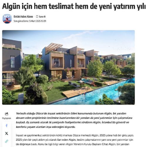 Algün için hem teslimat hem de yeni yatırım yılı