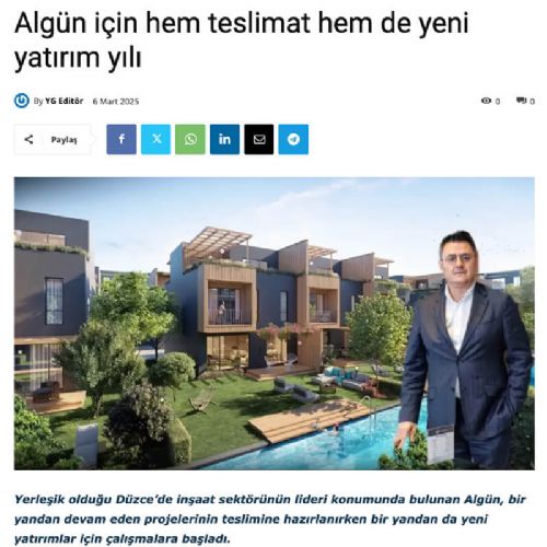 Algün için hem teslimat hem de yeni yatırım yılı