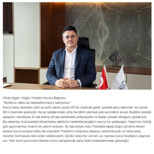 Cihat Algün: TÜİK Şubat ayı konut satışı değerlendirdi “Sektörün daha da hareketlenmesini bekliyoruz”