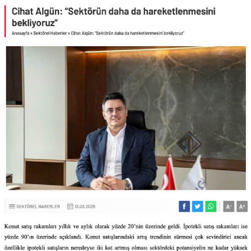 Cihat Algün: Sektörün daha da hareketlenmesini bekliyoruz