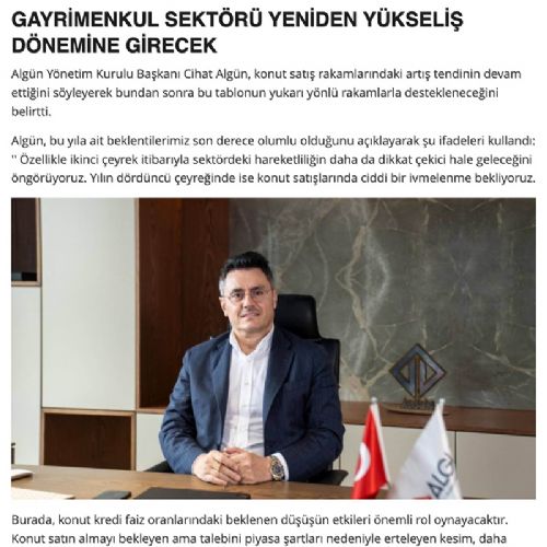 Gayrimenkul Sektörü Yeniden Yükseliş Dönemine Girecek