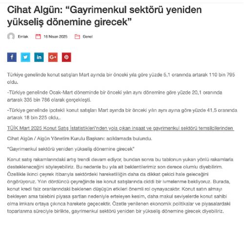 Gayrimenkul Sektörü Yeniden Yükseliş Dönemine Girecek