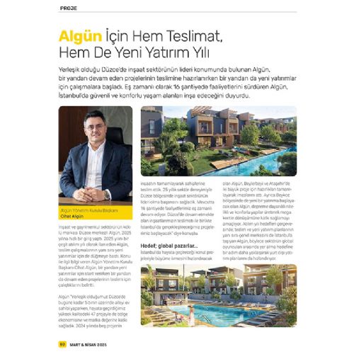 ALGÜN İÇİN HEM TESLİMAT, HEM DE YENİ YATIRIM YILI