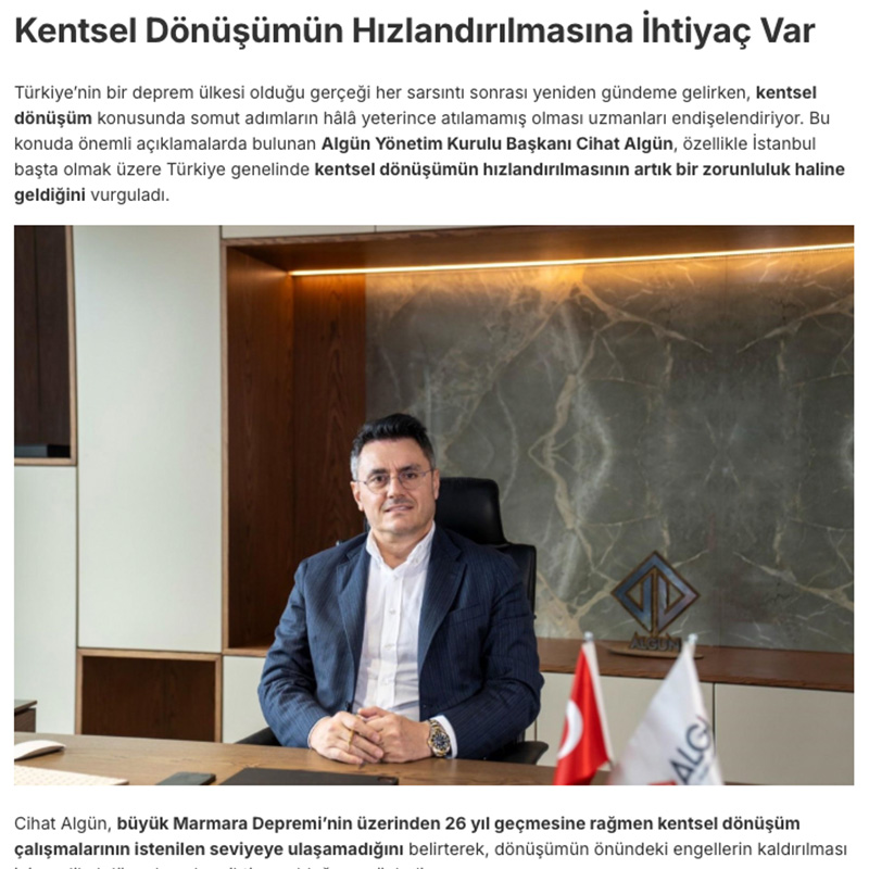 Kentsel Dönüşümün Hızlandırılmasına İhtiyaç Var