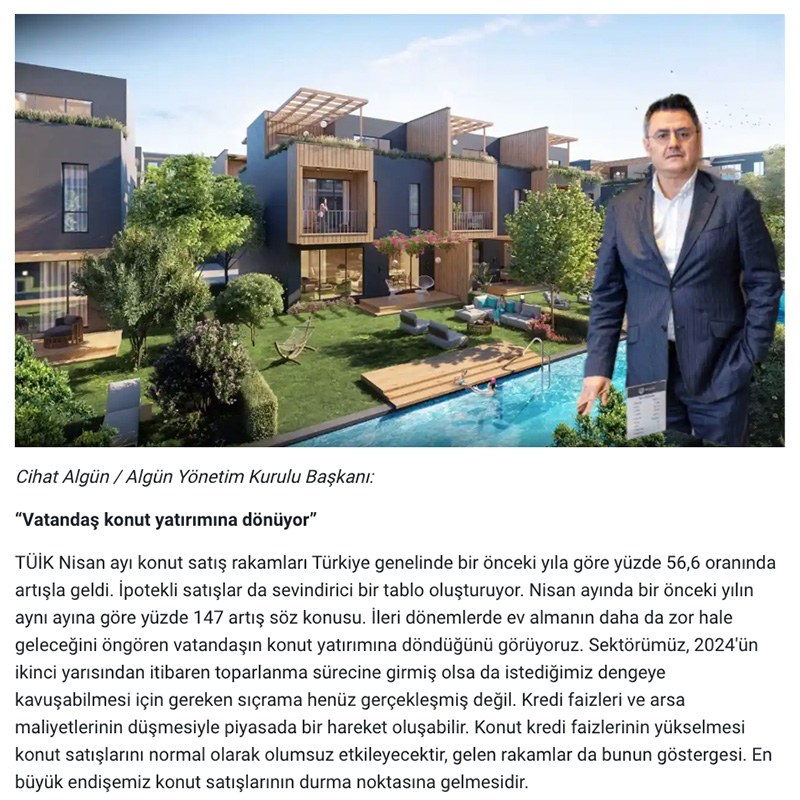 İnşaat sektörü temsilcilerinin TÜİK Nisan ayı konut satış değerlendirmeleri