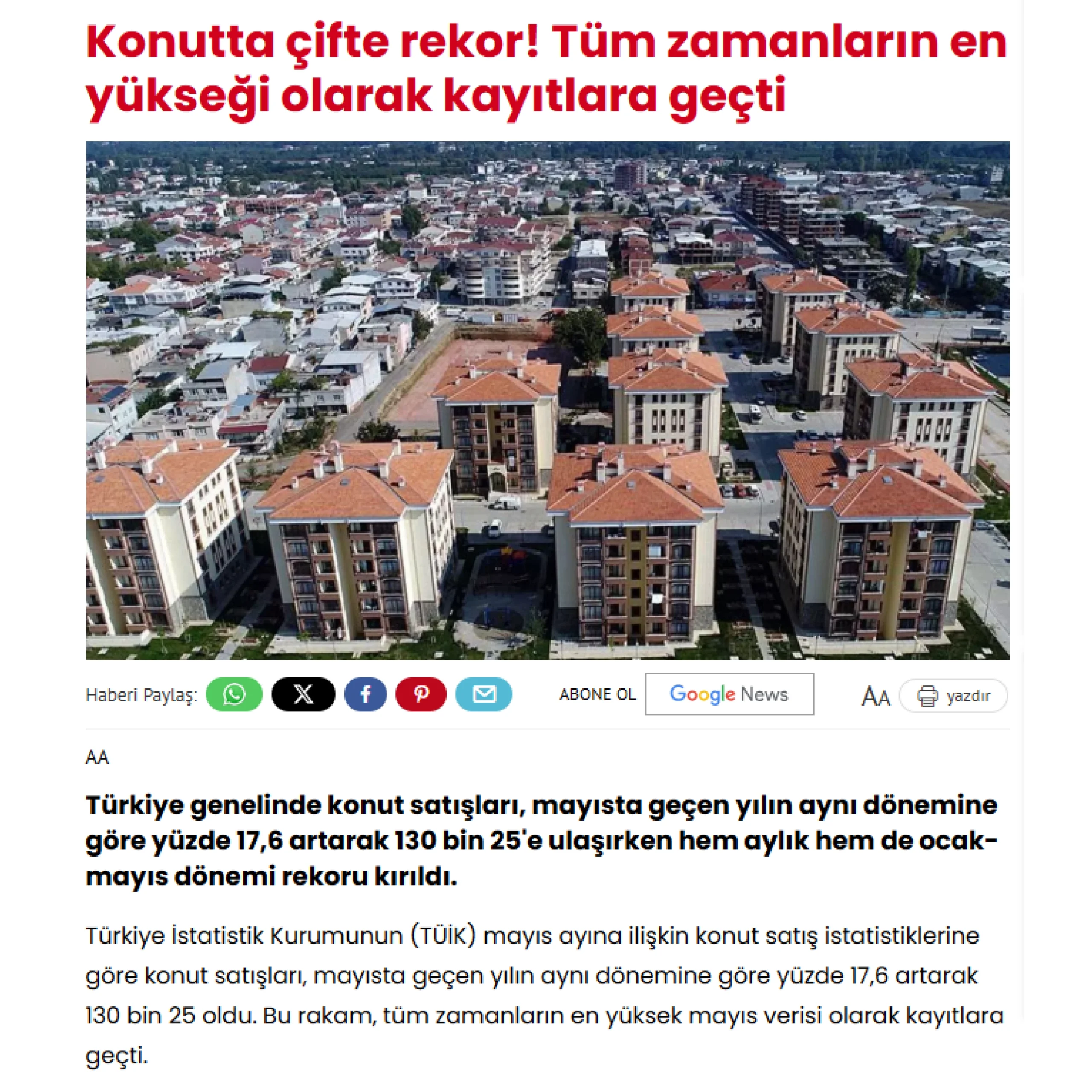 Konutta çifte rekor! Tüm zamanların en yükseği olarak kayıtlara geçti
