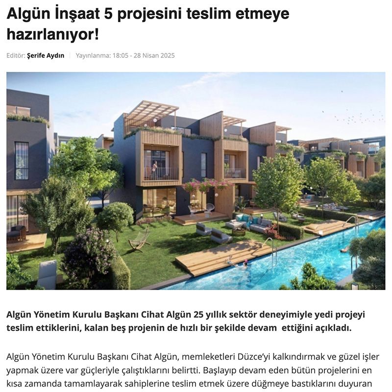 ALGÜN İNŞAAT 5 PROJESİNİ TESLİM ETMEYE HAZIRLANIYOR!