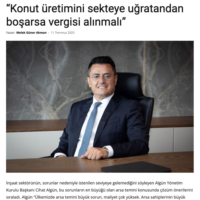 Konut üretimini sekteye uğratandan boşarsa vergisi alınmalı