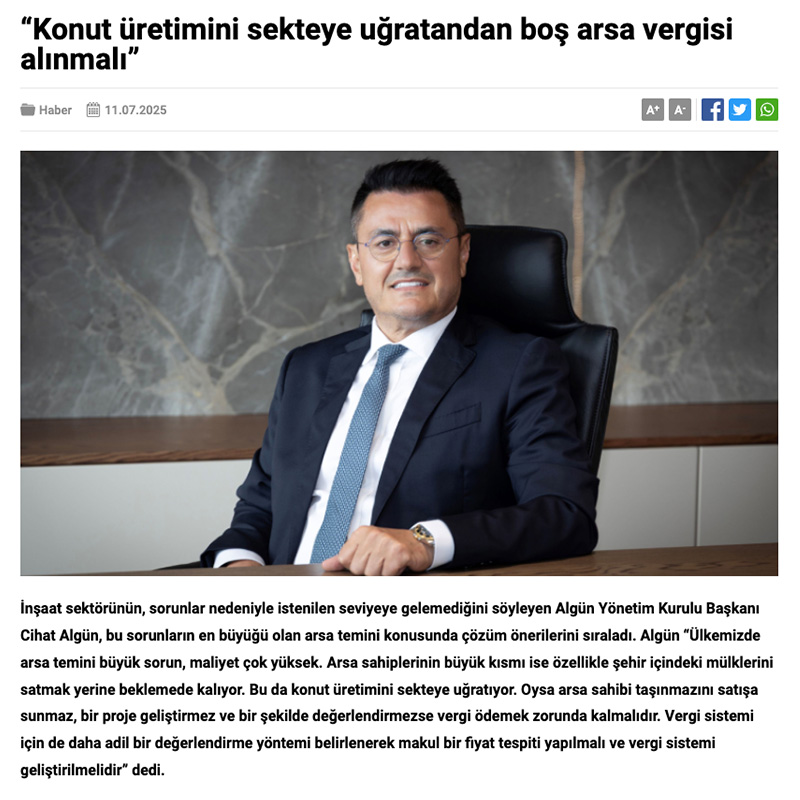 Konut üretimini sekteye uğratandan boş arsa vergisi alınmalı