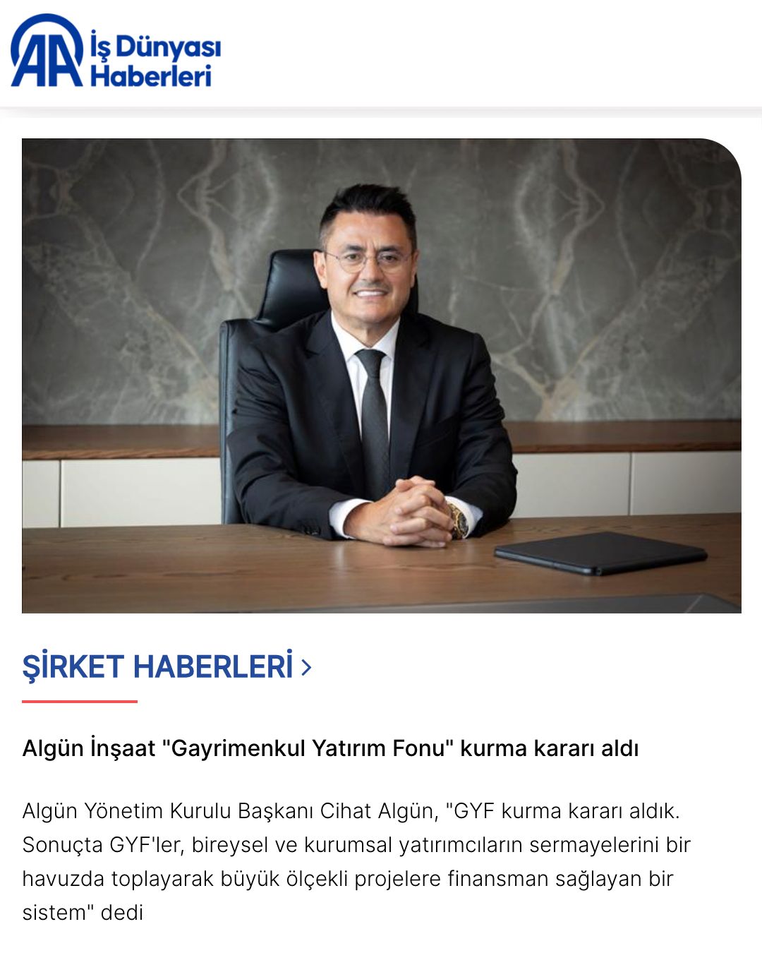 Algün “Gayrimenkul Yatırım Fonu” kurma kararı aldı