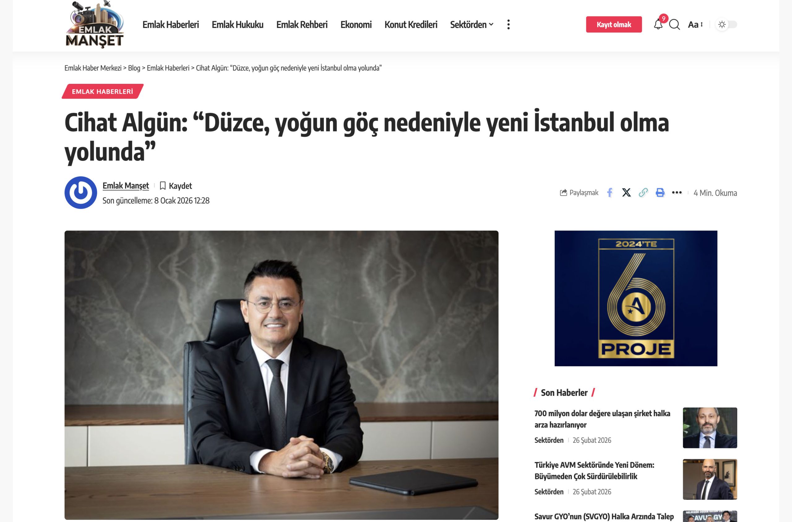 Cihat Algün: “Düzce, yoğun göç nedeniyle yeni İstanbul olma yolunda”