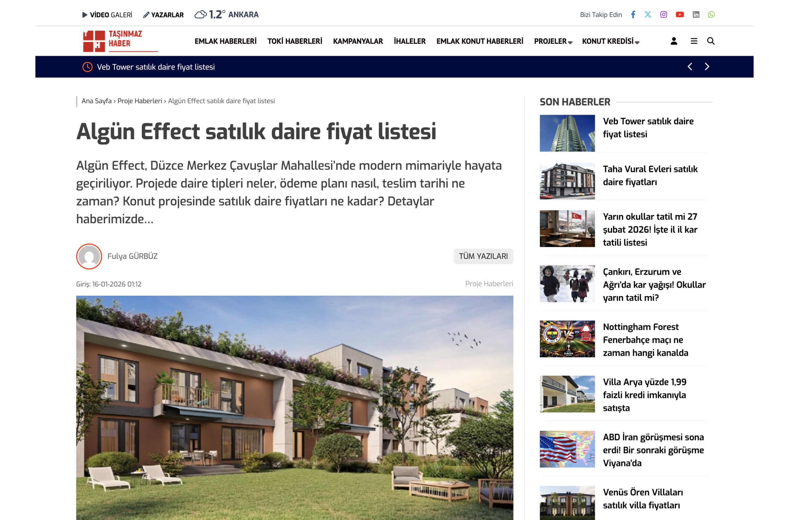 Algün Effect satılık daire fiyat listesi