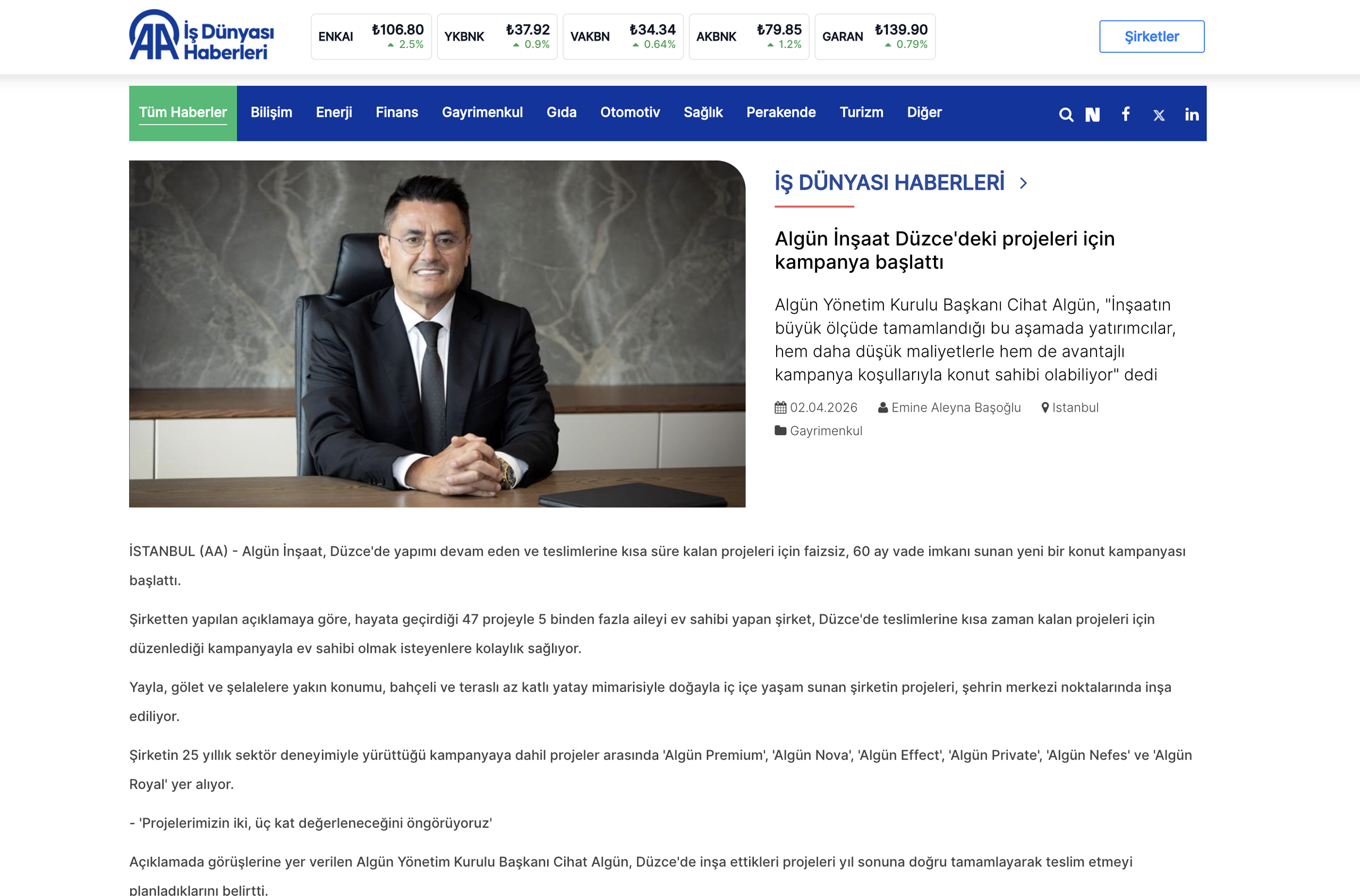Algün İnşaat Düzce’deki Projeleri İçin Kampanya Başlattı