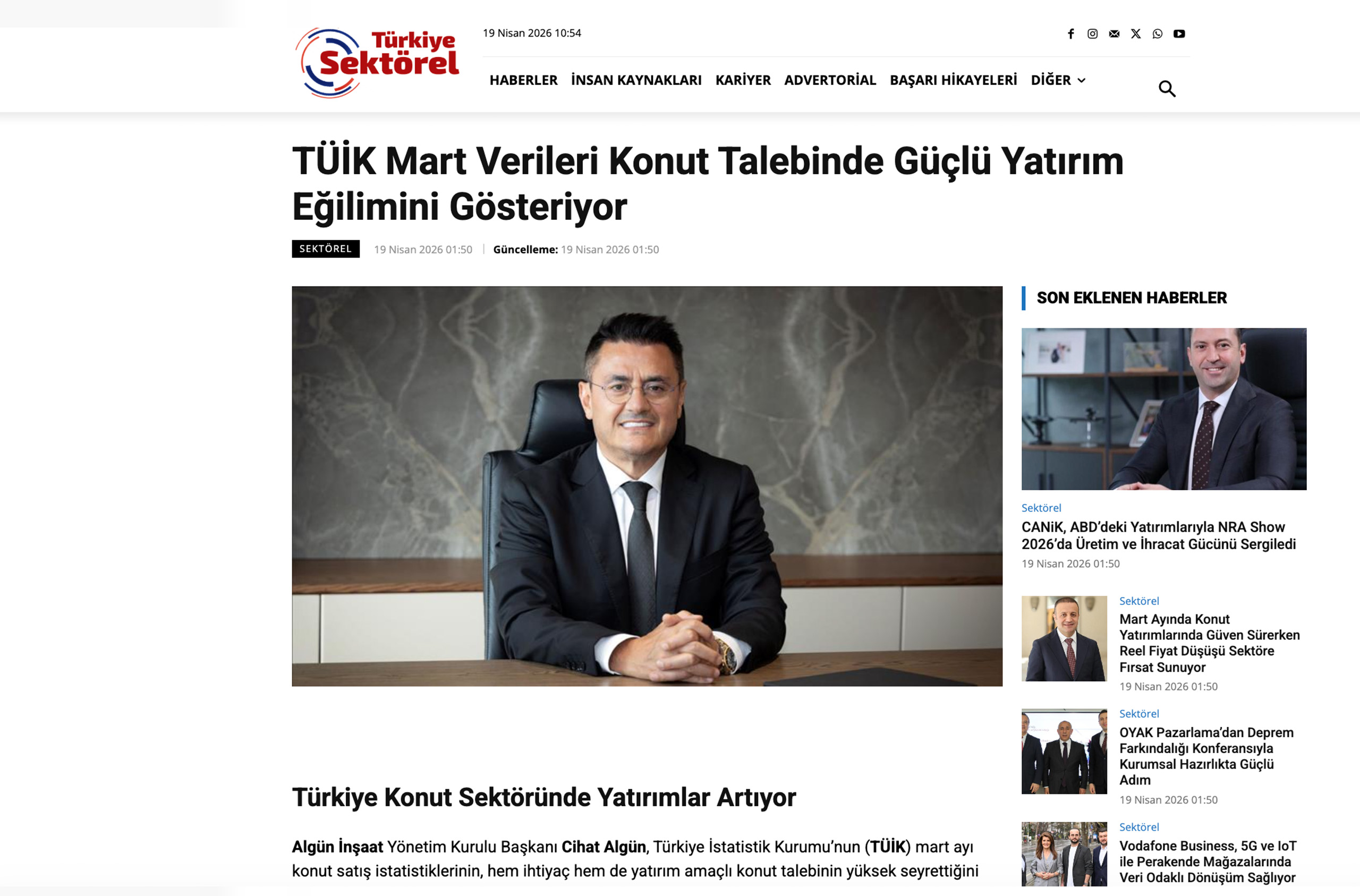 TÜİK Mart Verileri Konut Talebinde Güçlü Yatırım Eğilimini Gösteriyor